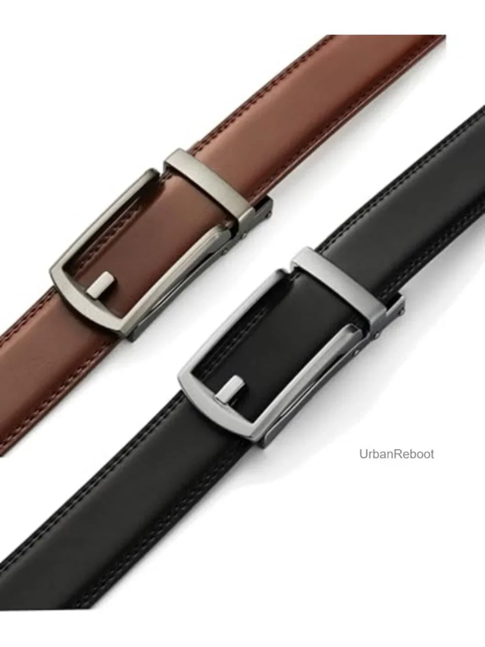 Men's Genuine Leather Ratchet Dress Belt 2 Pack - Adjustable